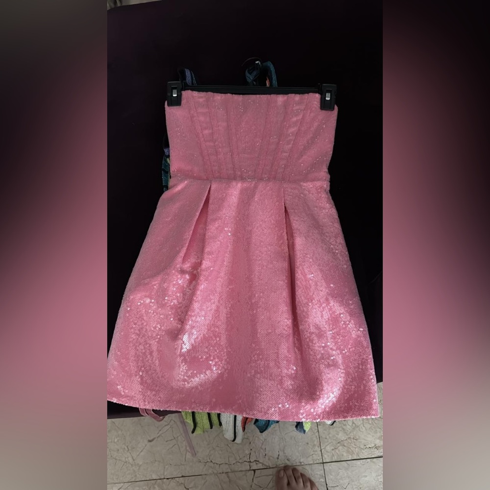 Maraya Sequin Corset Mini Dress in Pink - Picture 2 of 4